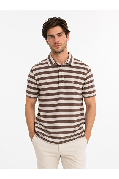 Caprisel Men's Striped Polo Neck T-shirt
