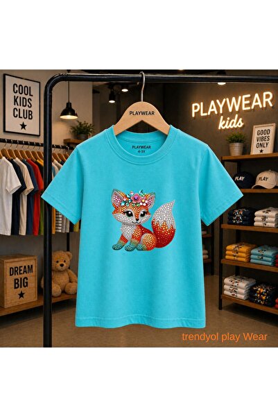 playwear Stoned Fox με γυαλιστερό τύπωμα 100% παιδικό unisex μπλουζάκι 5 6 -7...