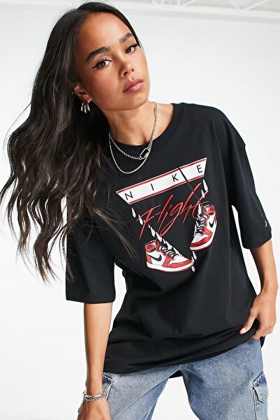 Nike Jordan Flight Women's Oversized T-Shirt Kadın Grafik Logo Pamuklu Tişört...