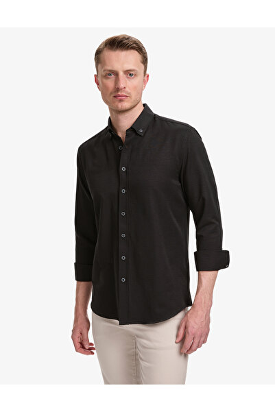 Pierre Cardin Black Oxford Slim Fit Easy-Iron Shirt 50320902-Vr046