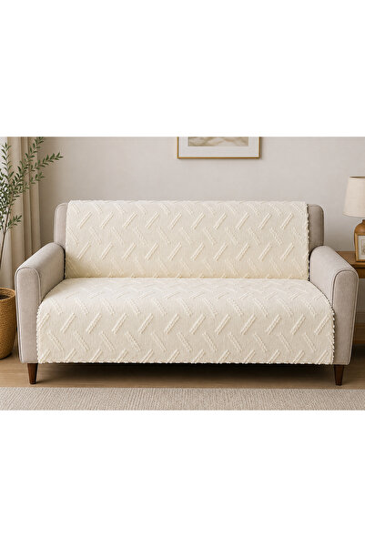 Moda miranda Tüylü Koltuk Örtüsü Kaymaz Yumuşak Peluş Koltuk Şalı 2-3 Kişilik...