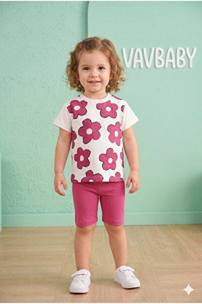 VaVbaby Girls Daisy Print Short Sleeve T-Shirt and Shorts Set - Pink