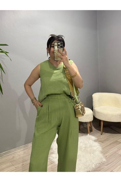 iznikten Double Premium Linen Set - Green