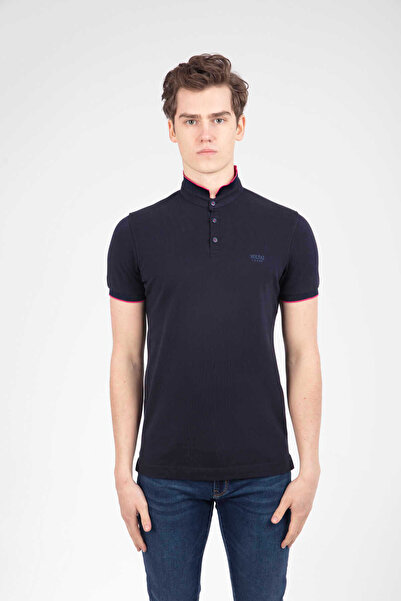 Voltaj Prevailing Collar Buttoned Pique Men's T-Shirt