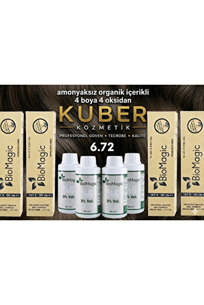 BIOMAGIC 6.72 Koyu Küllü Kumral Organik İçerikli Amonyaksız Kalıcı Saç Boyası...