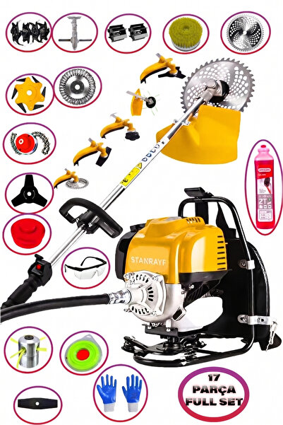 stanrayf Alman 20 HP 17 Parça Benzinli Sırt Tipi Tırpan Ot Çalı Çim Biçme Akr...