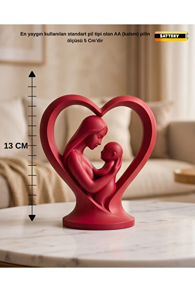 Mother's Day Special Heart Mother & Baby Decorative Object – 13 cm Love Themed Trinket