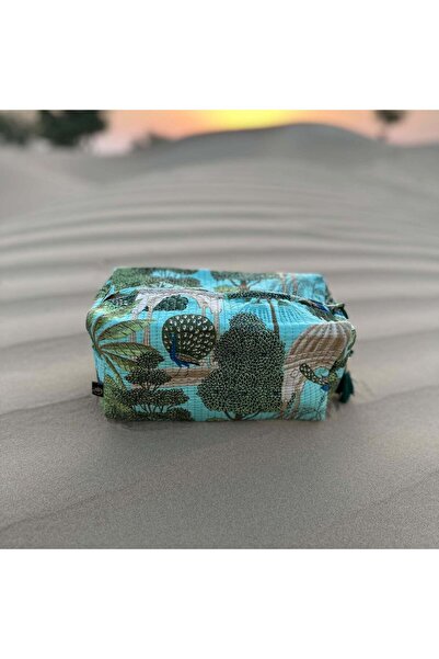 Tohfa Luxe Noor Handmade Block Printed Cotton Pouch – Large 25x12x12 cm Trave...