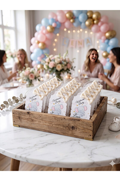 Lunera studio Babyshower Hediyelik Pleksi Magnet - El Boyaması Fil Konseptli ...