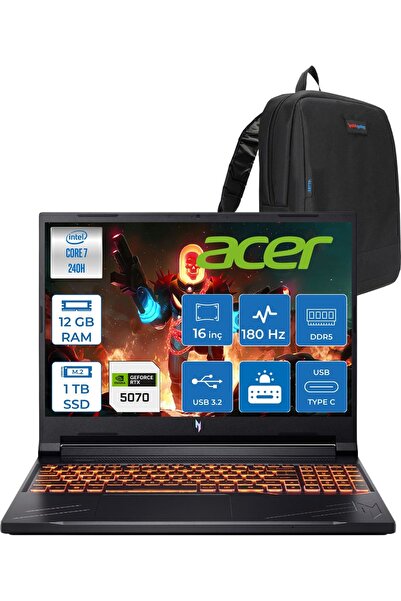 ACER Nitro V16 Aı Intel Core™ 7 240H 16GB Ddr5 1tb SSD RTX5070/8GB 95W Wuxga ...
