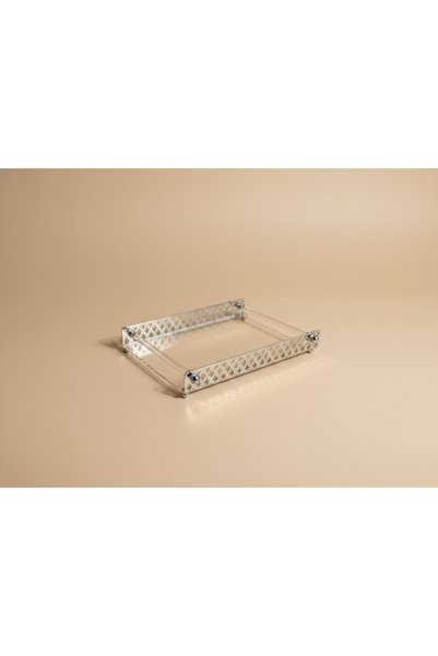 ottolamp Decorative Plexiglass Tray – Presentation Tray with Gold and Silver Metal Details