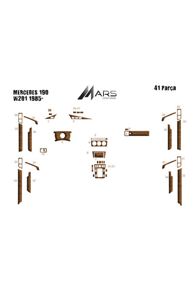 Marscockpitdesign غطاء كونسول مرسيدس 190 1983-1993 41 قطعة