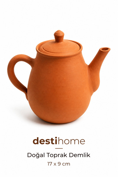 DestiHome Doğal Topraktan El Yapımı Fırınlanmış Çaydanlık Demlik (17x9cm )(Ba...