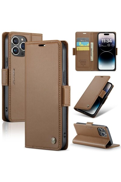 Caseme 023 Luminus Θήκη Πορτοφόλι Brown (Apple iPhone 14 Pro Max)