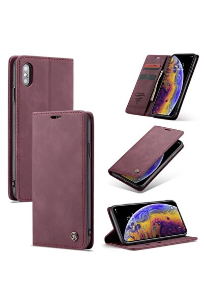 Caseme 013 Retro Θήκη Βιβλίο Wine Red (Apple iPhone X/Xs)