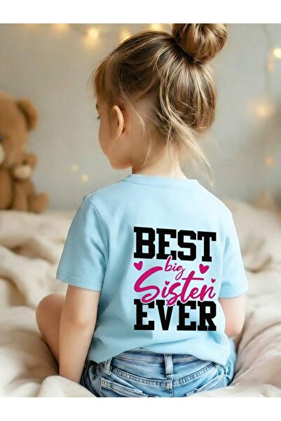 SVART WEAR Best Big Sister Ever Baskılı Bisiklet Yaka %100 Pamuk ı Kısa Kollu...