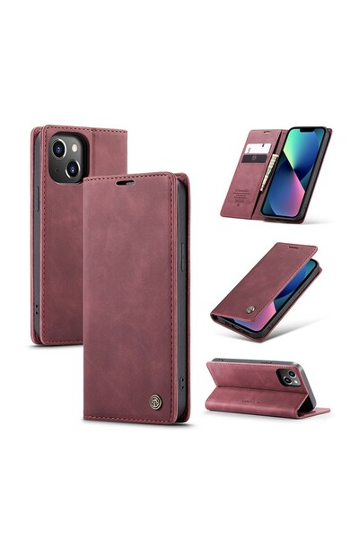 Caseme 013 Retro Θήκη Βιβλίο Wine Red (Apple iPhone 14)