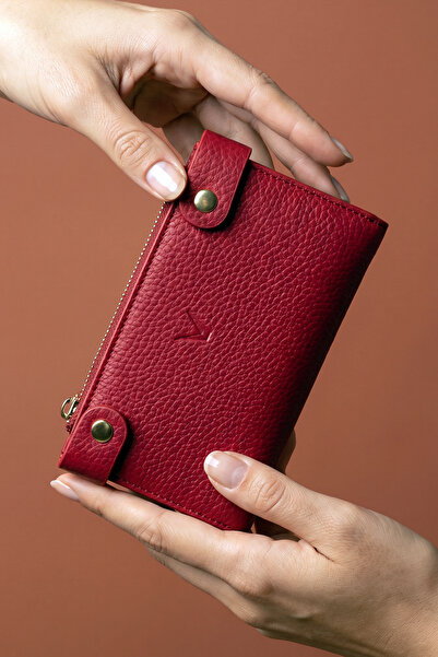 Valmont Red Stylish Leather Women's Wallet with Special Box, Zipper, Card Hol...
