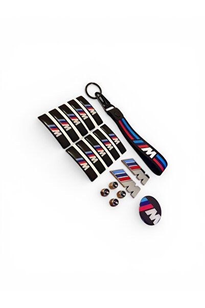 İKTUNING BMW M 10 ADET STICKER M BEZ ANAHTARLIK 4 ADET M METAL SİBOP KAPAK 2 ...