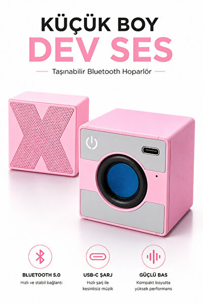 Arfseb Mini Bluetooth Hoparlör Taşınabilir Cep Boy Extra Güçlü Bas USB-C Hızl...