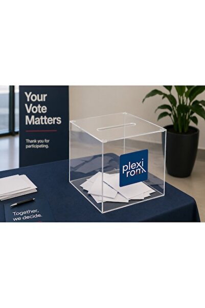 PLEXIROM Urne transparentă cu capac detașabil 21 x 21 x 21 cm, fără sistem de...