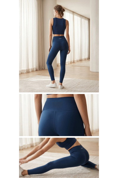 Comfort Fit Yüksek Bel Spor Tayt - Lacivert