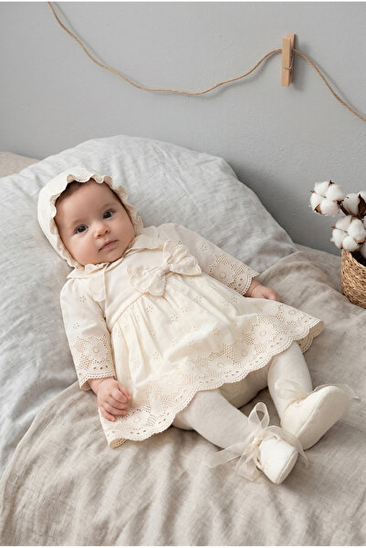 ZEYNUKO KIZ BEBEK MANOLYA 4'LÜ PREMİUM %100 PAMUK MEVLÜT SETİ 0-3/3-6 AY YENİ...