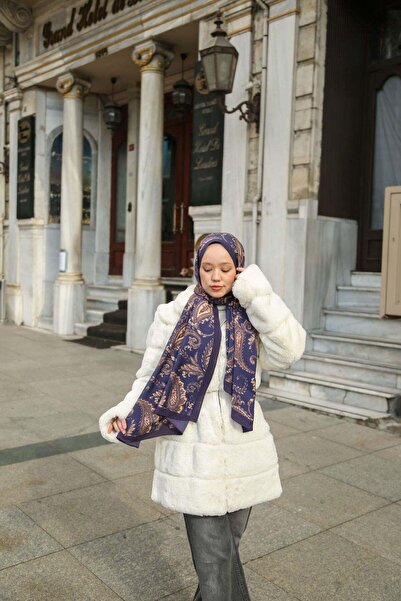 ENRİCO FERRİ Noa Motif Patterned Shawl - Morcivert-Mink