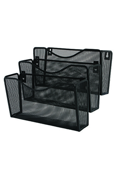 Q-Connect Suport metalic Mesh, pentru reviste si pliante, de perete, 3 buc/se...