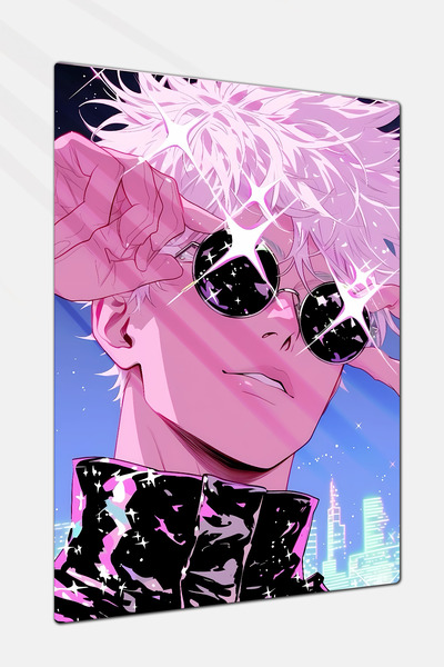 Charmbi Gojo Jujutsu Kaisen Metal Poster Tablo – Parlak Yüzey Canlı Baskı Mod...