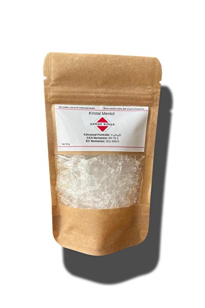 Kristal Mentol – 50 g Kraft Doypack – Sauna, Hamam ve Aromaterapi – Gıda ve Kozmetik / Menthol