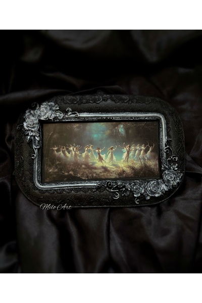 Milo Art Handmade Nymph Dance Themed Antique Concrete Frame Vintage Black Fra...