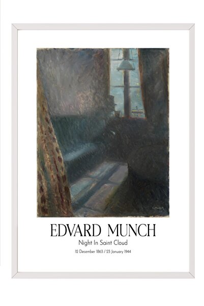 Postifull Edvard Munch - Noć u Sen Klu, slika u belom okviru, umetnička serij...