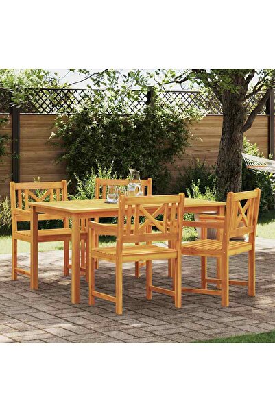 vidaxl Set de masa pentru gradina 5 pcs Maro Lemn Solid de Acacia