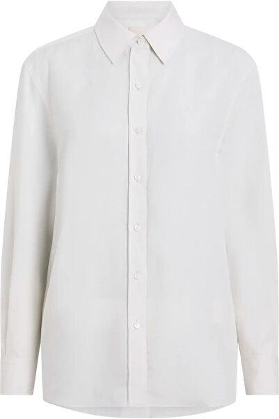 Calvin Klein LINEN BLEND LS REGUL, ADA Beyaz Kadın Gömlek