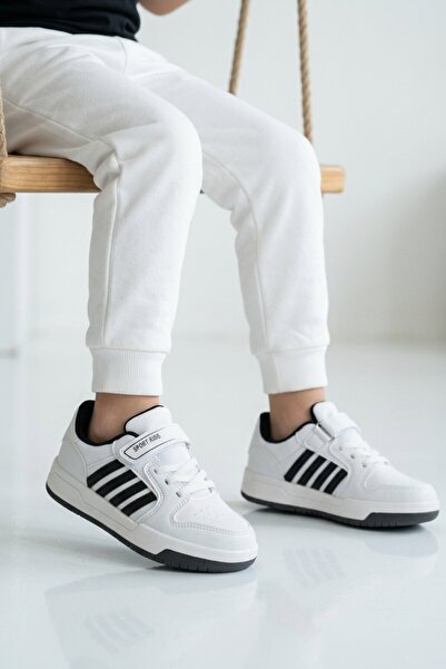 Lafonten White Black Velcro Boys' Sneakers