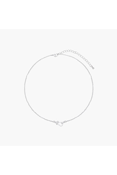 Lifestyle Silver Tone Cubic Zirconia Pendant Necklace with Embellished Design