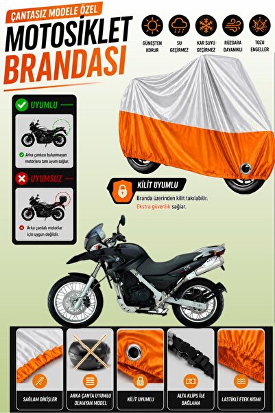 Cemku Twin غطاء محرك علوي رمادي - سفلي برتقالي متوافق مع BMW F 650 GS، لا يتو...
