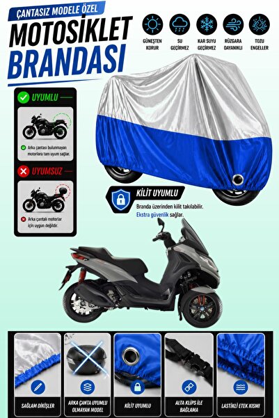 Cemku Twin غطاء محرك متوافق مع Piaggio MP3 300 باللون الرمادي من الأعلى والأز...
