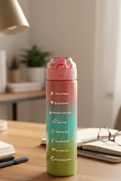 Renkli Cam Motivasyon Matarası 550 ML