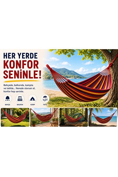 Vothoon Çift Kişilik Hamak 260X150 Cm Kolay Kurulabilir Bahçe Balkon Kamp Sal...