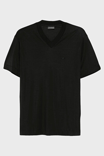 Emporio Armani Silk Blend Regular Fit V-Neck Jersey T-Shirt Men's t Shirt Em0...