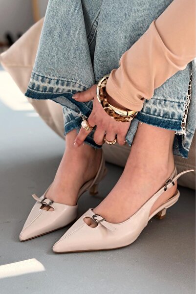I Love Shoes Norin Bej Kırışık Deri Kadın Stiletto