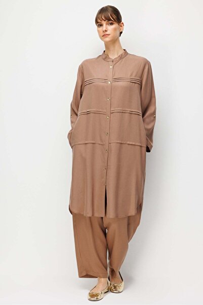 Micca %100 Doğal LyoCELL Sıralı Aller Nervür Detaylı Maxi Tunik ve Pantalon K...