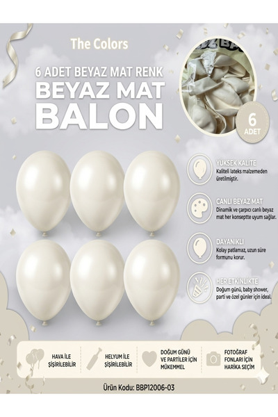 ÇAVUŞ E-TİCARET Beyaz Balon Seti,Doğum Günü Parti Balonu Parti Süsleme