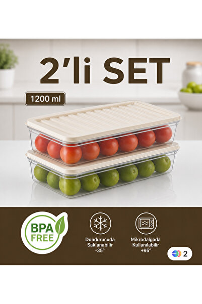 Nesto Home Set of 2 1200 ml Refrigerator Organizer Freezer and Microwave Stor...