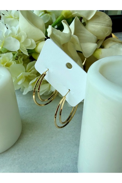 Merishe Jewerly Gold Double Combination Medium Size Hoop Earrings