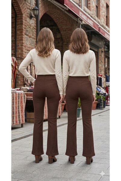 Rosa Lui Pantaloni din țesătură de bumbac Lycra, cu picior evazat, 2 piese