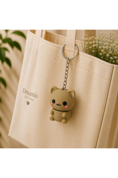 DREAMIOGIFTANDBOX Sevimli Kedi Anahtarlık 3D Figürlü Çanta Anahtar Aksesuarı ...