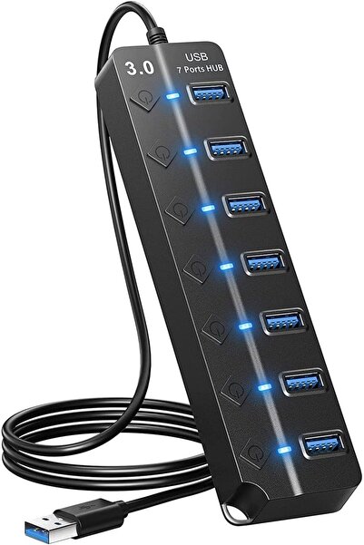 TECHNOM Yeni Nesil USB 3.0 Multi Hub 7 Port USB Girişli Çoklu Güç Adaptörü